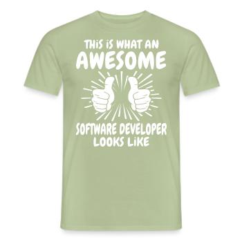 Software Developer - Men's T-Shirt - sage - Front - AI Model Male 178 light (178cm)