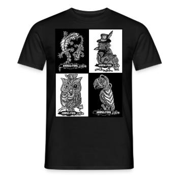 AnimalPunk winged friends and climbers SteamPunk - Men's T-Shirt - black - Front - AI Model Male 178 light (178cm)