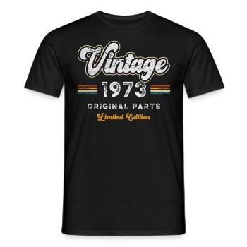 Millésime 1973 Anniversaire Rétro - T-shirt homme - noir - Devant - AI Model Male 178 light (178cm)