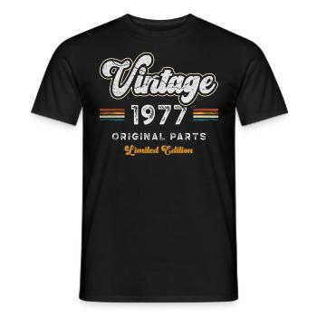 Millésime 1977 Anniversaire Rétro - T-shirt homme - noir - Devant - AI Model Male 178 light (178cm)