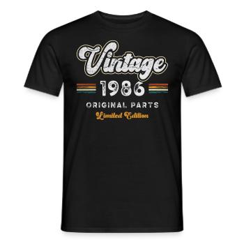 Millésime 1986 Anniversaire Rétro - T-shirt homme - noir - Devant - AI Model Male 178 light (178cm)