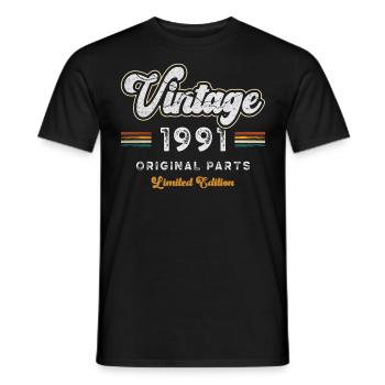 Millésime 1991 Anniversaire Rétro - T-shirt homme - noir - Devant - AI Model Male 178 light (178cm)