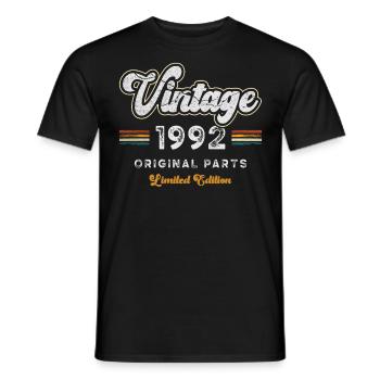 Millésime 1992 Anniversaire Rétro - T-shirt homme - noir - Devant - AI Model Male 178 light (178cm)