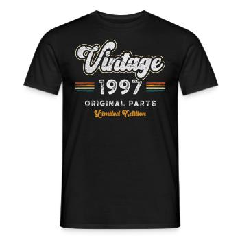 Millésime 1997 Anniversaire Rétro - T-shirt homme - noir - Devant - AI Model Male 178 light (178cm)