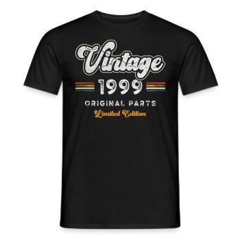 Millésime 1999 Anniversaire Rétro - T-shirt homme - noir - Devant - AI Model Male 178 light (178cm)