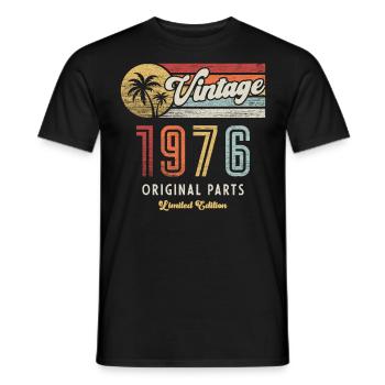 Vintage 1976 Birthday Retro - Men's T-Shirt - black - Front - AI Model Male 178 light (178cm)
