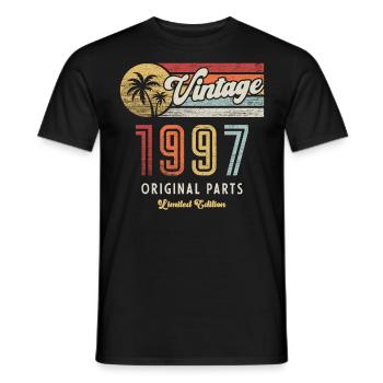 Millésime 1997 Anniversaire Rétro - T-shirt homme - noir - Devant - AI Model Male 178 light (178cm)
