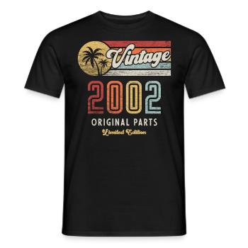 Millésime 2002 Anniversaire Rétro - T-shirt homme - noir - Devant - AI Model Male 178 light (178cm)