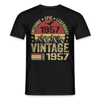 Vintage 1957 Birthday Gift 1957 - Born in 1957 - Men's T-Shirt - black - Front - AI Model Male 178 light (178cm)