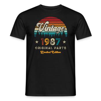 Millésime 1987 Anniversaire Rétro - T-shirt homme - noir - Devant - AI Model Male 178 light (178cm)