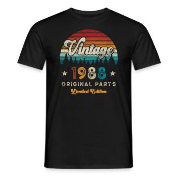 Millésime 1988 Anniversaire Rétro - T-shirt homme - noir - Devant - AI Model Male 178 light (178cm)