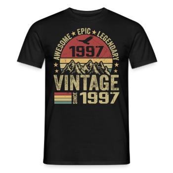 Vintage 1997 Birthday Gift 1997 - Born in 1997 - Men's T-Shirt - black - Front - AI Model Male 178 light (178cm)