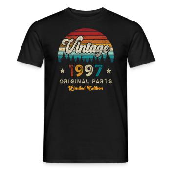 Millésime 1997 Anniversaire Rétro - T-shirt homme - noir - Devant - AI Model Male 178 light (178cm)