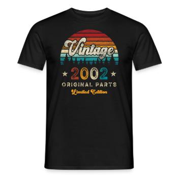 Millésime 2002 Anniversaire Rétro - T-shirt homme - noir - Devant - AI Model Male 178 light (178cm)