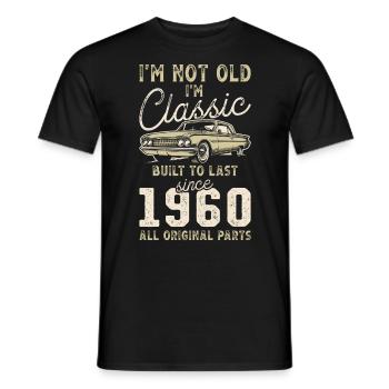 Né en 1960 Anniversaire Voiture classique - T-shirt homme - noir - Devant - AI Model Male 178 light (178cm)