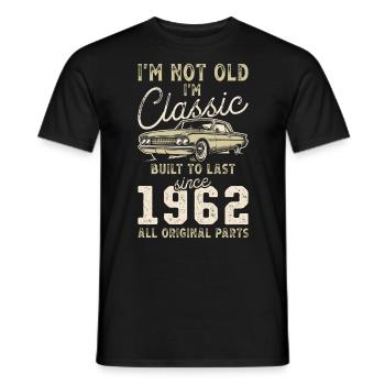 Geboren 1962 Geburtstag Oldtimer - Männer T-Shirt - Schwarz - Vorne - AI Model Male 178 light (178cm)