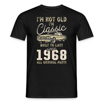 Né en 1968 Anniversaire Voiture classique - T-shirt homme - noir - Devant - AI Model Male 178 light (178cm)