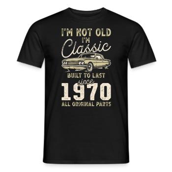 Geboren 1970 Geburtstag Oldtimer - Männer T-Shirt - Schwarz - Vorne - AI Model Male 178 light (178cm)