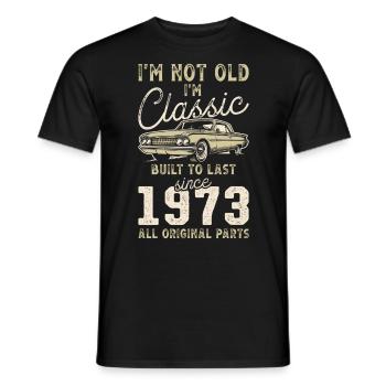 Born 1973 Birthday Classic Car - Men's T-Shirt - black - Front - AI Model Male 178 light (178cm)