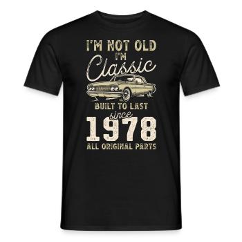 Born 1978 Birthday Classic Car - Men's T-Shirt - black - Front - AI Model Male 178 light (178cm)