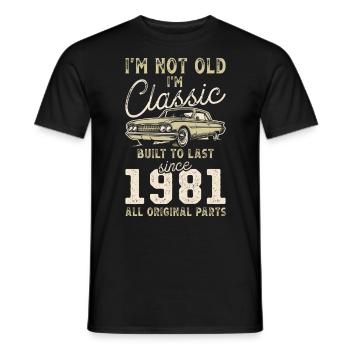 Born 1981 Birthday Classic Car - Men's T-Shirt - black - Front - AI Model Male 178 light (178cm)