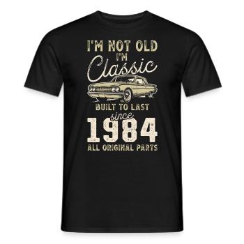 Né en 1984 Anniversaire Voiture classique - T-shirt homme - noir - Devant - AI Model Male 178 light (178cm)