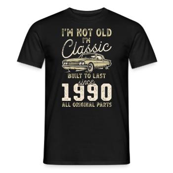 Born 1990 Birthday Classic Car - Men's T-Shirt - black - Front - AI Model Male 178 light (178cm)