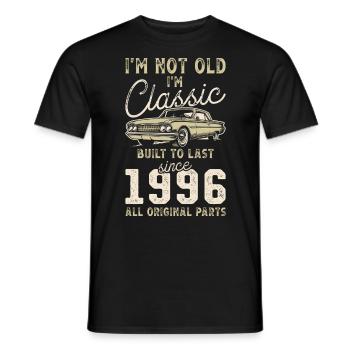 Né en 1996 Anniversaire Voiture classique - T-shirt homme - noir - Devant - AI Model Male 178 light (178cm)
