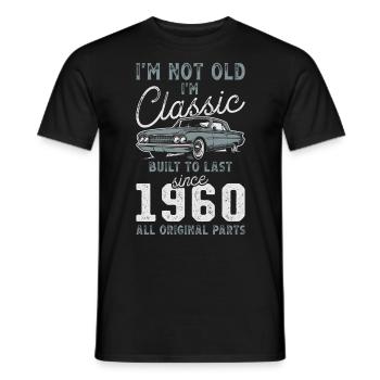 Né en 1960 Anniversaire Voiture classique - T-shirt homme - noir - Devant - AI Model Male 178 light (178cm)