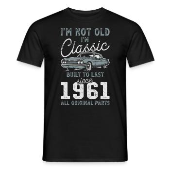 Né en 1961 Anniversaire Voiture classique - T-shirt homme - noir - Devant - AI Model Male 178 light (178cm)