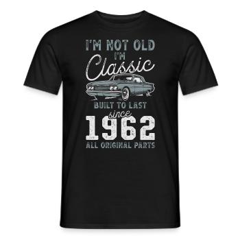 Geboren 1962 Geburtstag Oldtimer - Männer T-Shirt - Schwarz - Vorne - AI Model Male 178 light (178cm)