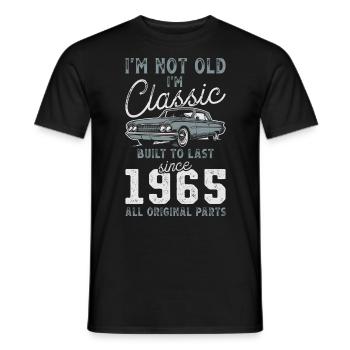 Né en 1965 Anniversaire Voiture classique - T-shirt homme - noir - Devant - AI Model Male 178 light (178cm)