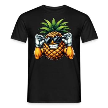 Starke Ananas mit Sonnenbrille Cartoon - Männer T-Shirt - Schwarz - Vorne - AI Model Male 178 light (178cm)