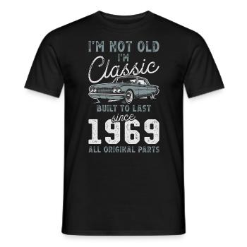 Born 1969 Birthday Classic Car - Men's T-Shirt - black - Front - AI Model Male 178 light (178cm)