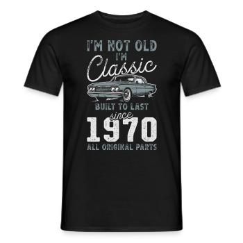 Geboren 1970 Geburtstag Oldtimer - Männer T-Shirt - Schwarz - Vorne - AI Model Male 178 light (178cm)