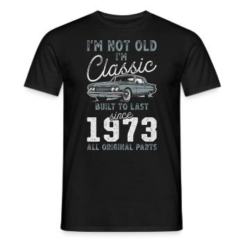 Né en 1973 Anniversaire Voiture classique - T-shirt homme - noir - Devant - AI Model Male 178 light (178cm)