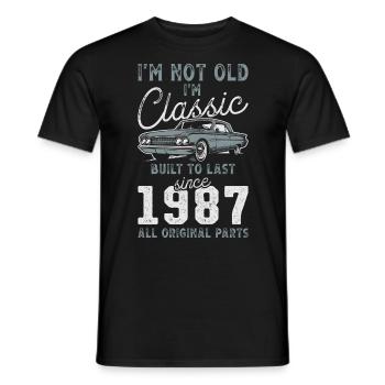 Né en 1987 Anniversaire Voiture classique - T-shirt homme - noir - Devant - AI Model Male 178 light (178cm)