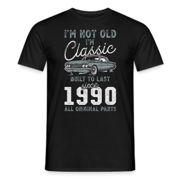 Born 1990 Birthday Classic Car - Men's T-Shirt - black - Front - AI Model Male 178 light (178cm)