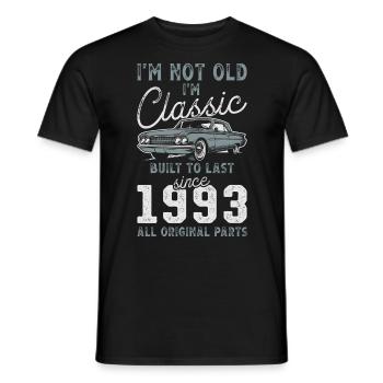 Geboren 1993 Geburtstag Oldtimer - Männer T-Shirt - Schwarz - Vorne - AI Model Male 178 light (178cm)