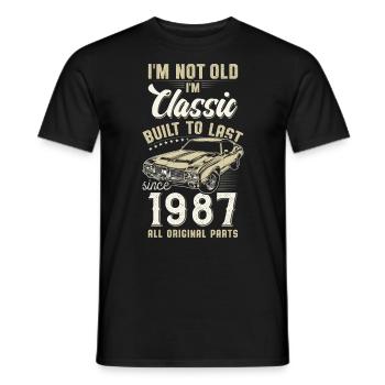 Né en 1987 Anniversaire Voiture classique - T-shirt homme - noir - Devant - AI Model Male 178 light (178cm)