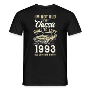 Geboren 1993 Geburtstag Oldtimer - Männer T-Shirt - Schwarz - Vorne - AI Model Male 178 light (178cm)