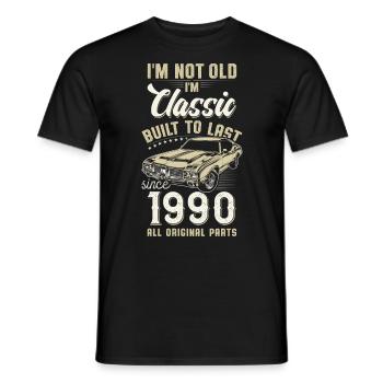 Born 1990 Birthday Classic Car - Men's T-Shirt - black - Front - AI Model Male 178 light (178cm)