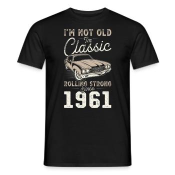 Né en 1961 Anniversaire Voiture classique - T-shirt homme - noir - Devant - AI Model Male 178 light (178cm)