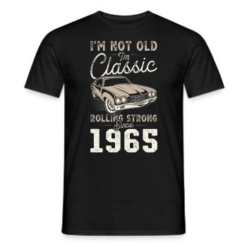 Né en 1965 Anniversaire Voiture classique - T-shirt homme - noir - Devant - AI Model Male 178 light (178cm)