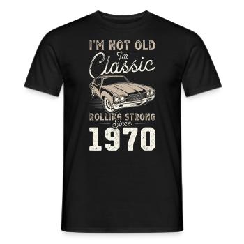 Geboren 1970 Geburtstag Oldtimer - Männer T-Shirt - Schwarz - Vorne - AI Model Male 178 light (178cm)