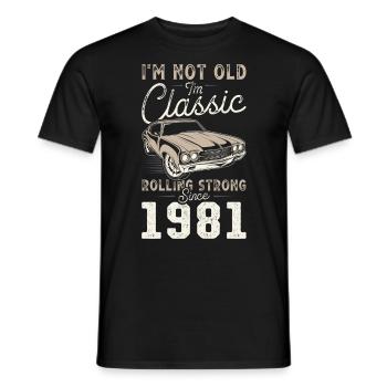 Geboren 1981 Geburtstag Oldtimer - Männer T-Shirt - Schwarz - Vorne - AI Model Male 178 light (178cm)