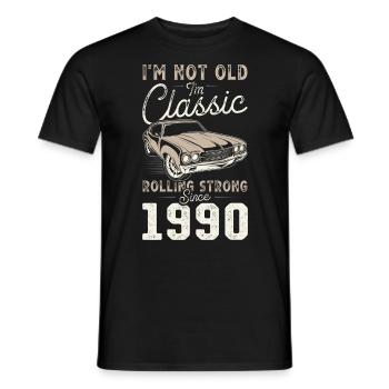Born 1990 Birthday Classic Car - Men's T-Shirt - black - Front - AI Model Male 178 light (178cm)