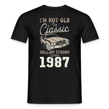 Né en 1987 Anniversaire Voiture classique - T-shirt homme - noir - Devant - AI Model Male 178 light (178cm)