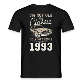 Geboren 1993 Geburtstag Oldtimer - Männer T-Shirt - Schwarz - Vorne - AI Model Male 178 light (178cm)