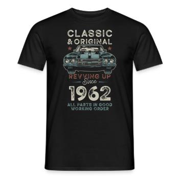 Geboren 1962 Geburtstag Oldtimer - Männer T-Shirt - Schwarz - Vorne - AI Model Male 178 light (178cm)
